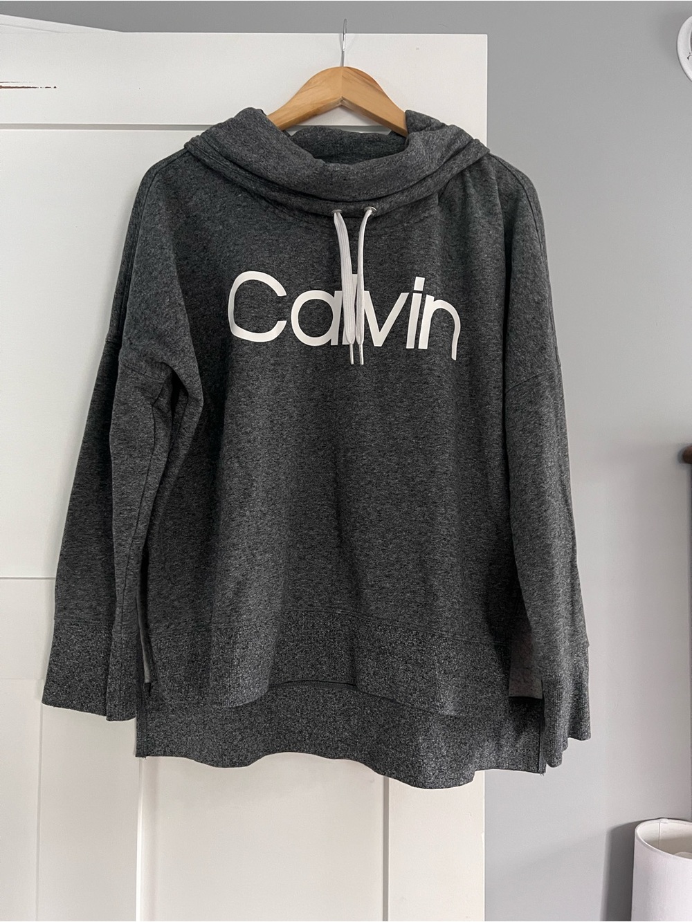 Calvin Klein Charcoal Logo Cowl Neck Sweatshirt